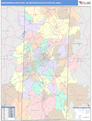 Greensboro-High Point Metro Area Wall Map