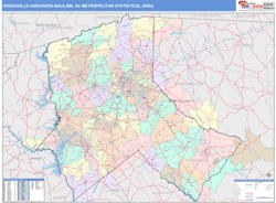 Greenville-Anderson-Mauldin Metro Area Wall Map