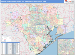 Houston-The Woodlands-Sugar Land Metro Area Wall Map