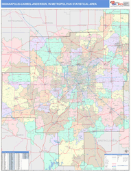 Indianapolis-Carmel-Anderson Metro Area Wall Map