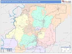 Anniston-Oxford-Jacksonville Metro Area Wall Map