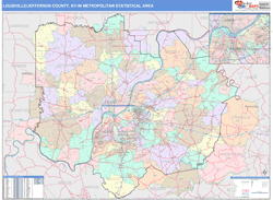 Louisville-Jefferson County Metro Area Wall Map