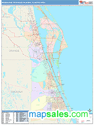 Melbourne-Titusville-Palm Bay Metro Area Wall Map