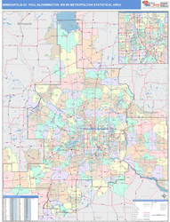 Minneapolis-St. Paul-Bloomington Metro Area Wall Map