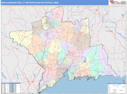 New Haven-Milford Metro Area Wall Map