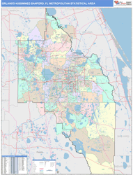 Orlando-Kissimmee-Sanford Metro Area Wall Map