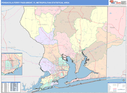 Pensacola-Ferry Pass-Brent Metro Area Wall Map