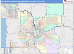 Portland-Vancouver-Hillsboro Metro Area Wall Map