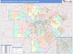 San Antonio-New Braunfels Metro Area Wall Map