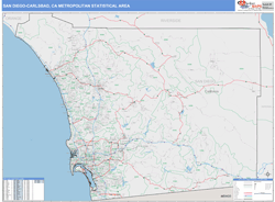 San Diego-Carlsbad Metro Area Wall Map