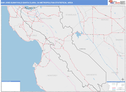 San Jose-Sunnyvale-Santa Clara Metro Area Wall Map