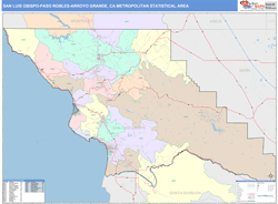 San Luis Obispo-Paso Robles-Arroyo Grande Metro Area Wall Map