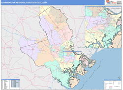 Savannah Metro Area Wall Map