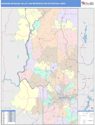 Spokane-Spokane Valley Metro Area Wall Map