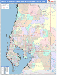 Tampa-St Petersburg-Clearwater Metro Area Wall Map