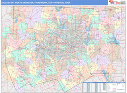 Dallas-Fort Worth-Arlington Metro Area Wall Map