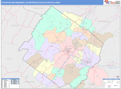 Staunton-Waynesboro Metro Area Wall Map