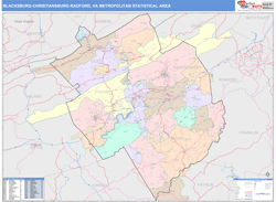 Blacksburg-Christiansburg-Radford Metro Area Wall Map