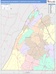 Chambersburg-Waynesboro Metro Area Wall Map