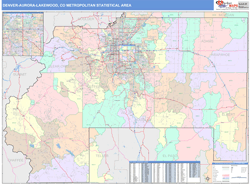 Denver-Aurora-Lakewood Metro Area Wall Map