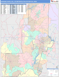 Durham-Chapel Hill Metro Area Wall Map