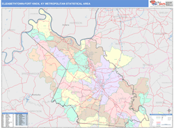 Elizabethtown-Fort Knox Metro Area Wall Map
