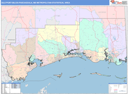 Gulfport-Biloxi-Pascagoula Metro Area Wall Map