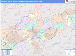 Kingsport-Bristol-Bristol Metro Area Wall Map