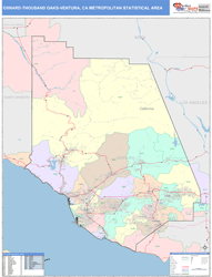 Oxnard-Thousand Oaks-Ventura Metro Area Wall Map