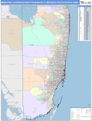 Miami-Fort Lauderdale-West Palm Beach Metro Area Wall Map