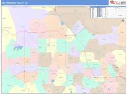 San Fernando Valley Metro Area Wall Map