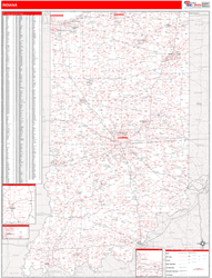 Indiana  Zip Code Wall Map