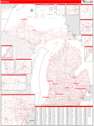 Michigan  Zip Code Wall Map