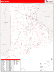 Rhode Island  Zip Code Wall Map