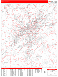 Birmingham Zip Code Wall Map