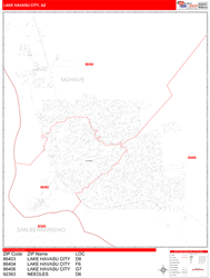 Lake Havasu City Zip Code Wall Map