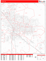 Tucson Zip Code Wall Map