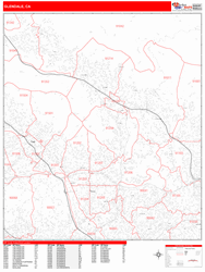 Glendale Zip Code Wall Map