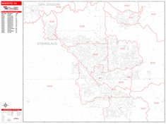 Modesto Zip Code Wall Map