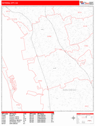 National City Zip Code Wall Map