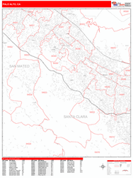 Palo Alto Zip Code Wall Map