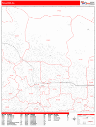 Pasadena Zip Code Wall Map