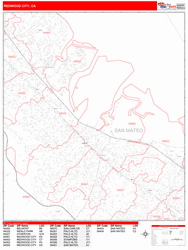 Redwood City Zip Code Wall Map