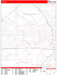 Rialto Zip Code Wall Map