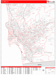 San Diego Zip Code Wall Map