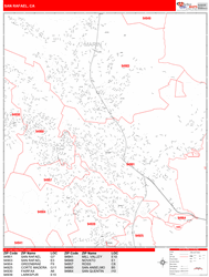 San Rafael Zip Code Wall Map