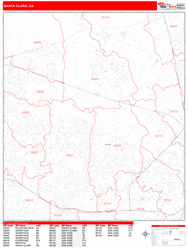 Santa Clara Zip Code Wall Map