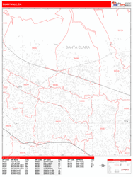 Sunnyvale Zip Code Wall Map