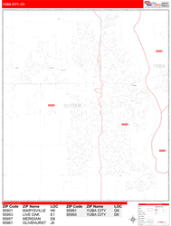 Yuba City Zip Code Wall Map