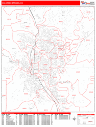 Colorado Springs Zip Code Wall Map